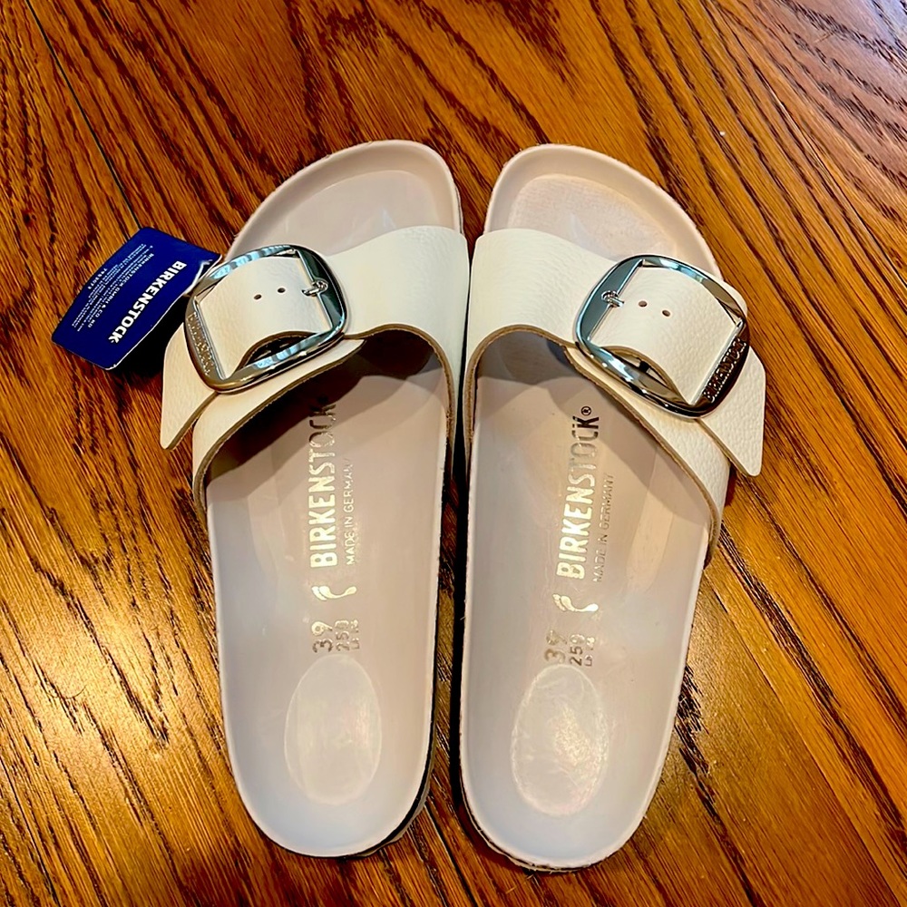 Birkenstock White Madrid Big Buckle
